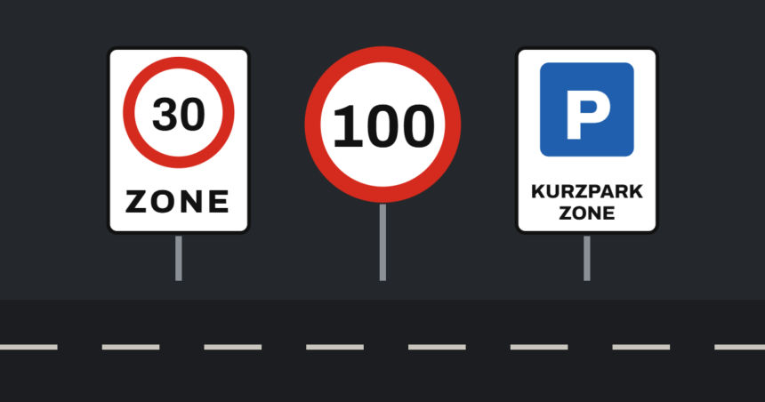 Tempolimits und Zonen in Österreich